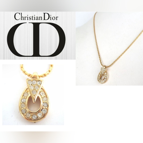 🔥💯AUTH EUC 80'S VINTAGE CHR DIOR RHINESTONE NECKLACE WITH TAG & COA - Picture 1 of 16